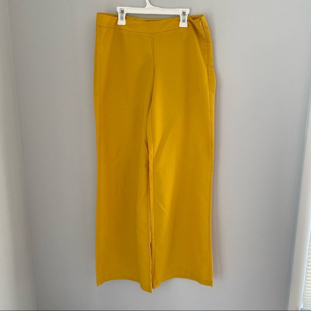 Collezione Women’s High Rise Wide Leg Bohemian Yellow Pants